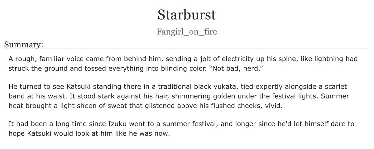 My fic for <a href="/dkbksummerzine/">Heat Wave: A DkBk Summer Zine - UNMONITORED!</a>! dkbk fluff at a fireworks festival 💚🧡 loved indulging in all the summery vibes!

Link: archiveofourown.org/works/59359873
