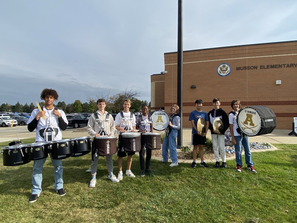 Thank you to ⁦<a href="/AHSHighlanders/">Adams High</a>⁩ Drum Line for attending our Fun Run at Musson today! 💛🤎 We appreciate our feeder school love! 💛🤎 #RCSPride