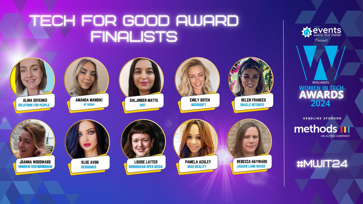 Women In Tech Awards (@witawards) on Twitter photo Best of luck to all our finalists tonight in the #TEchForGood category
#MWIT24
Support by <a href="/MethodsDigital/">Methods</a> <a href="/MyBCU/">Birmingham City University</a> <a href="/SCC_UK/">SCC</a> <a href="/NTTDATA/">NTT DATA (Official)</a> <a href="/NTT_DATA_UK/">NTT DATA UK</a> @beventspresents Best of luck to all our finalists tonight in the #TEchForGood category
#MWIT24
Support by <a href="/MethodsDigital/">Methods</a> <a href="/MyBCU/">Birmingham City University</a> <a href="/SCC_UK/">SCC</a> <a href="/NTTDATA/">NTT DATA (Official)</a> <a href="/NTT_DATA_UK/">NTT DATA UK</a> @beventspresents