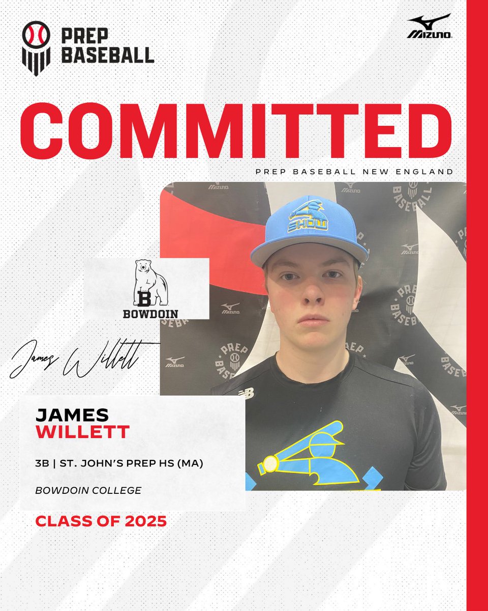 🚨 𝓝𝓮𝔀 𝓒𝓸𝓶𝓶𝓲𝓽𝓶𝓮𝓷𝓽 🚨

👏 Congratulations to '25 3B James Willett (St. John's Prep HS, MA) on his commitment to Bowdoin College!

👤 loom.ly/8jFam50

#BeSeen #Committed | <a href="/James_Willett6/">James Willett</a>