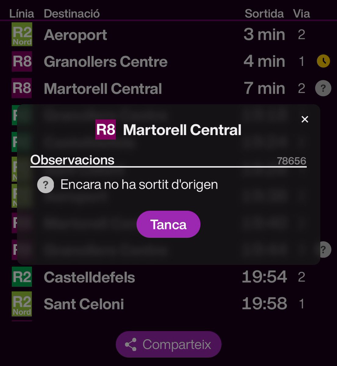 TrolDalies's tweet photo. Hola @rod8cat @rodalies dónde está este R8 ??? Sabéis que hay gente que depende de los trenes para llegar a los sitios !!! Estáis jodiendo a gente a diario. Solo hacéis que fomentar el uso del coche. Sois una vergüenza y un servicio nefasto. Deberían de rodar cabezas. https://t.co/K25tIKnLBv