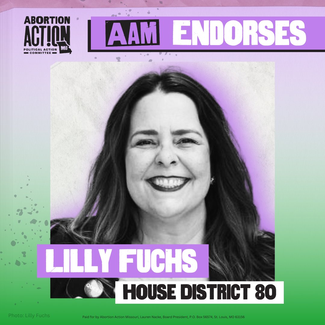 Abortion Action Missouri (@abortionaction) on Twitter photo We’re proud to endorse Lilly Fuchs for HD-80! A social worker and former lobbyist for our partners at @promomissouri, <a href="/ElizabethFuchs/">Elizabeth Fuchs</a> has been a bold champion for both repro freedom and her fellow LGBTQIA+ Missourians, and is ready to build the future we deserve in the MO House! We’re proud to endorse Lilly Fuchs for HD-80! A social worker and former lobbyist for our partners at @promomissouri, <a href="/ElizabethFuchs/">Elizabeth Fuchs</a> has been a bold champion for both repro freedom and her fellow LGBTQIA+ Missourians, and is ready to build the future we deserve in the MO House!