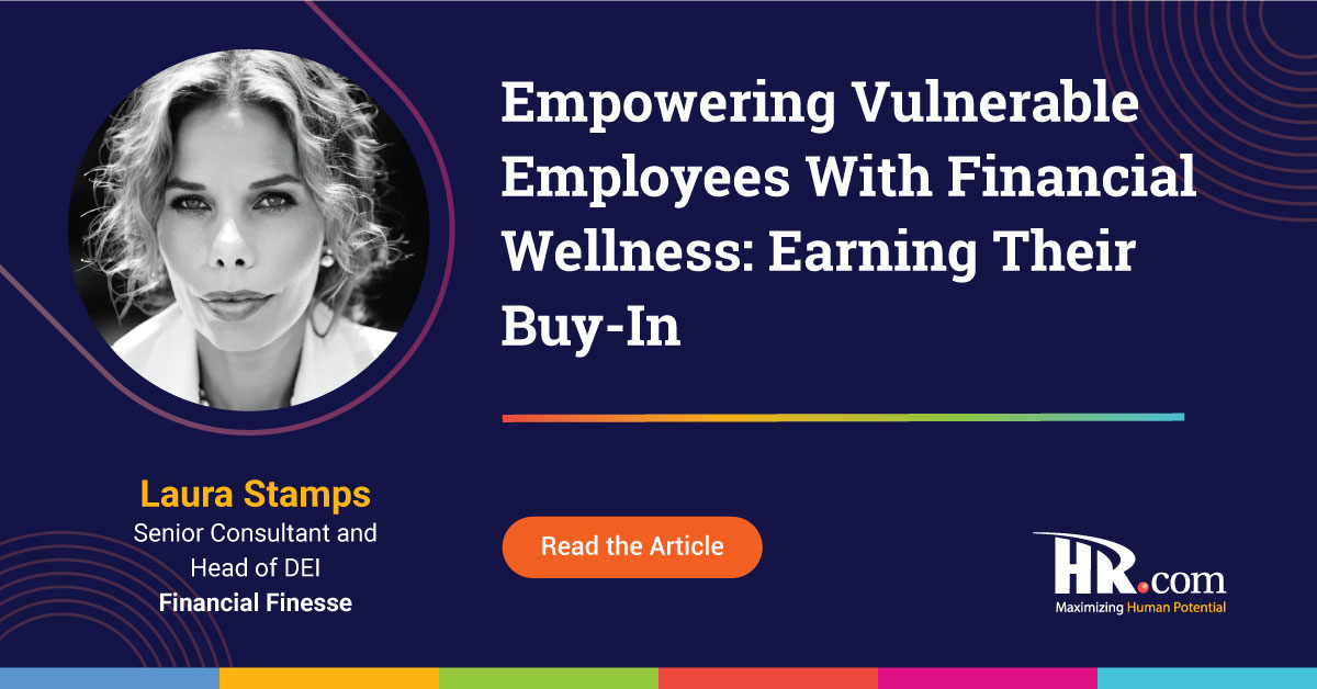 This week HR.com invited Financial Finesse Senior Consultant and Head of DEI Engagement, Laura Stamps, to share insights on how employers can empower financially vulnerable employees.

Check out the full piece here 👇
bit.ly/4eSxDxp