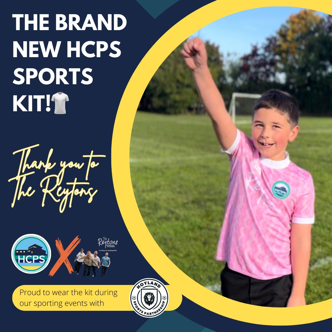 _CameronThomas1's tweet photo. Today was the day we made our big announcement via our school Facebook Page and Weekly Bulletin… @TheReytons Grassroots Foundation sports kit landed… Here is our Kit Launch Video along with today’s sporting winners in the new kit! #HCPSOffer @HoylandCommonPS @hcacademytrust https://t.co/fJIwCuaROv