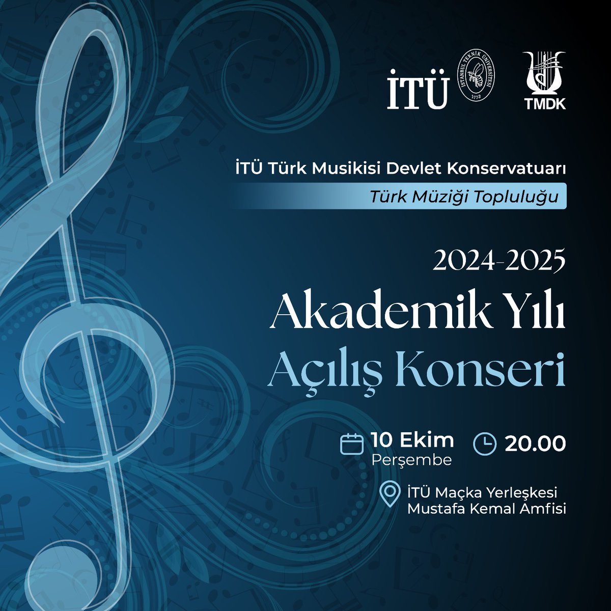 itukonservatuar's tweet photo. Konserimize davet 🎶🌺

Konservatuarımız Türk Müziği Topluluğunun 2024/2025 Akademik Yılı Açılış konserine tüm camiamız ve kıymetli sanatseverler davetlidir.

10 Ekim Perşembe akşamı Maçka’da buluşmak dileğiyle ✨

⏰ 20.00
📍İTÜ Maçka Yerleşkesi 
  Mustafa Kemal Amfisi https://t.co/PLJRdG3o3I