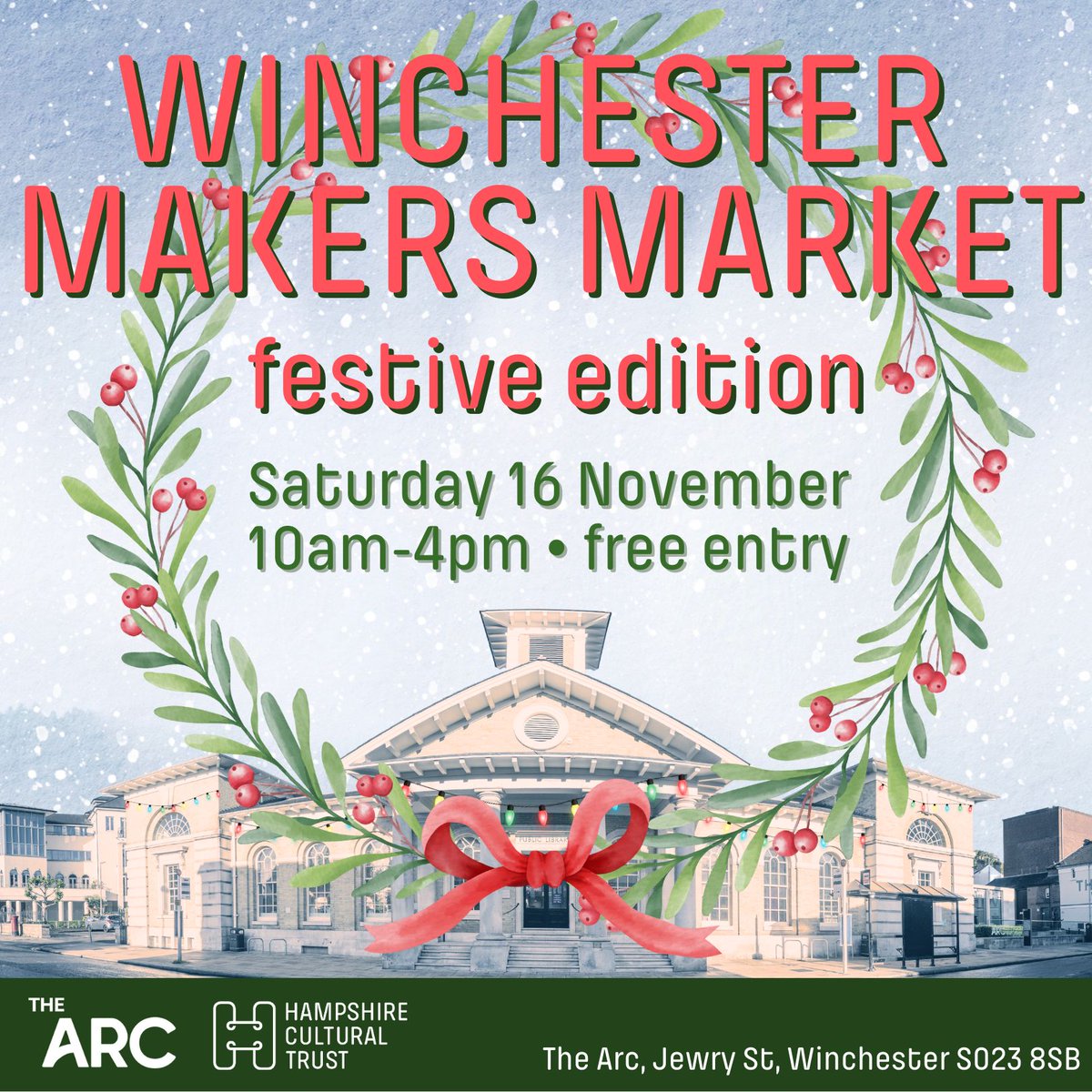 Coming soon to our performance hall and around the library, the Winchester Makers Market will showcase an array of unique and locally crafted goods from talented artists and creatives in our community!

Saturday 16 November 2024 10-4pm
Free and open to all