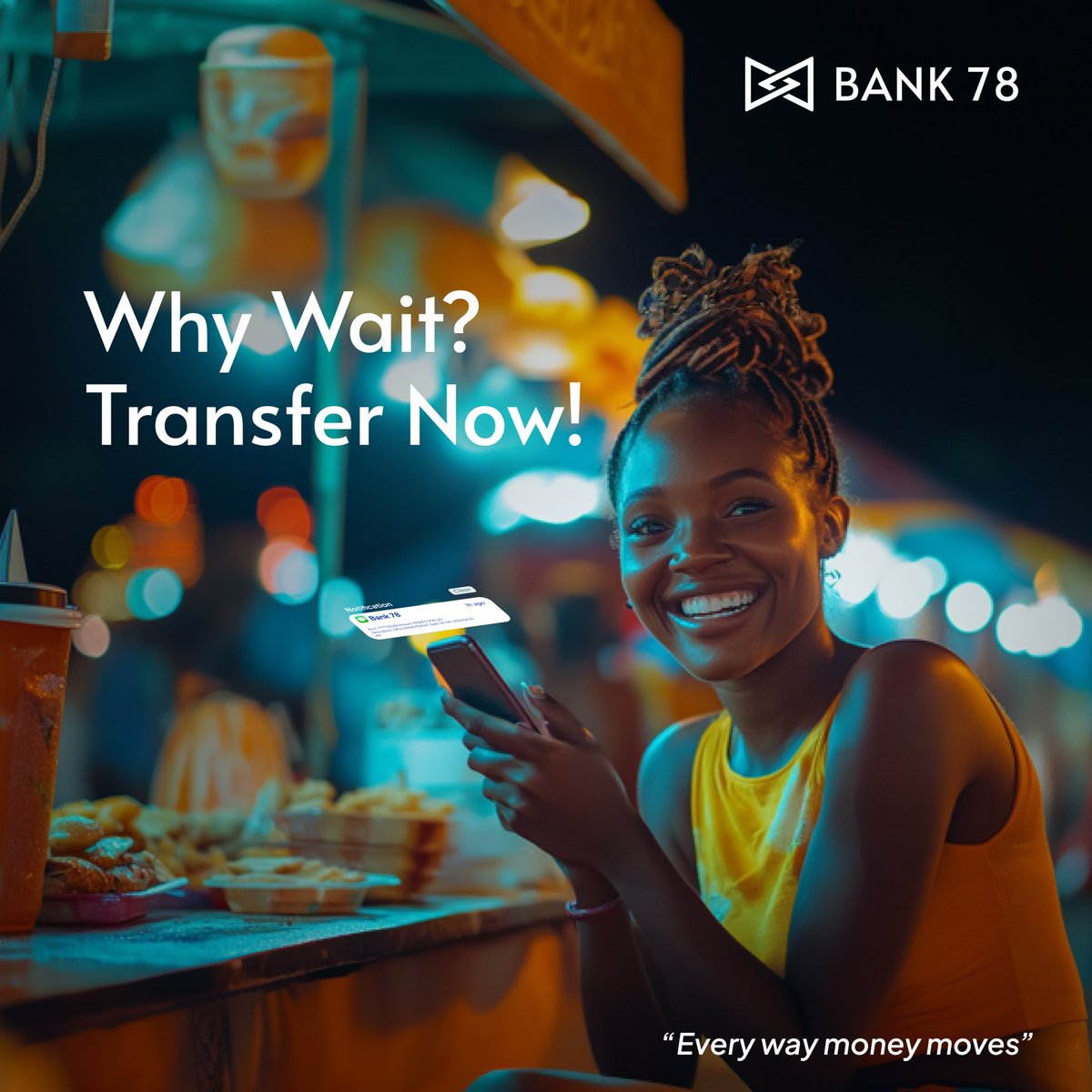 mybank78's tweet image. Don’t let slow transfers ruin your weekend. 😊

Make the smarter choice in banking by switching to Bank 78. 

Just download the Bank 78 app from Google Play or the App Store, sign up, and start banking. 📱

It’s that simple! 💙

#Bank78 
#EveryWayMoneyMoves 
#QuickTransfers