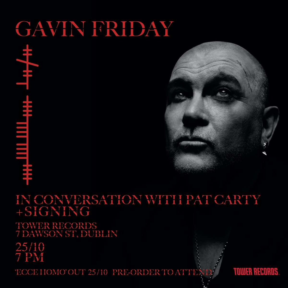 Tower Records Dublin (@towerdublin) on Twitter photo We're delighted to announce <a href="/gavinfriday/">Not here</a> in Conversation with <a href="/Pat_Carty/">Pat Carty</a> on Friday 25th October 7pm!  
To attend this in-store Q & A + Album Signing simply pre-order the new album 'Ecce Homo' on Vinyl or CD now: towerrecords.ie/page/675 We're delighted to announce <a href="/gavinfriday/">Not here</a> in Conversation with <a href="/Pat_Carty/">Pat Carty</a> on Friday 25th October 7pm!  
To attend this in-store Q & A + Album Signing simply pre-order the new album 'Ecce Homo' on Vinyl or CD now: towerrecords.ie/page/675