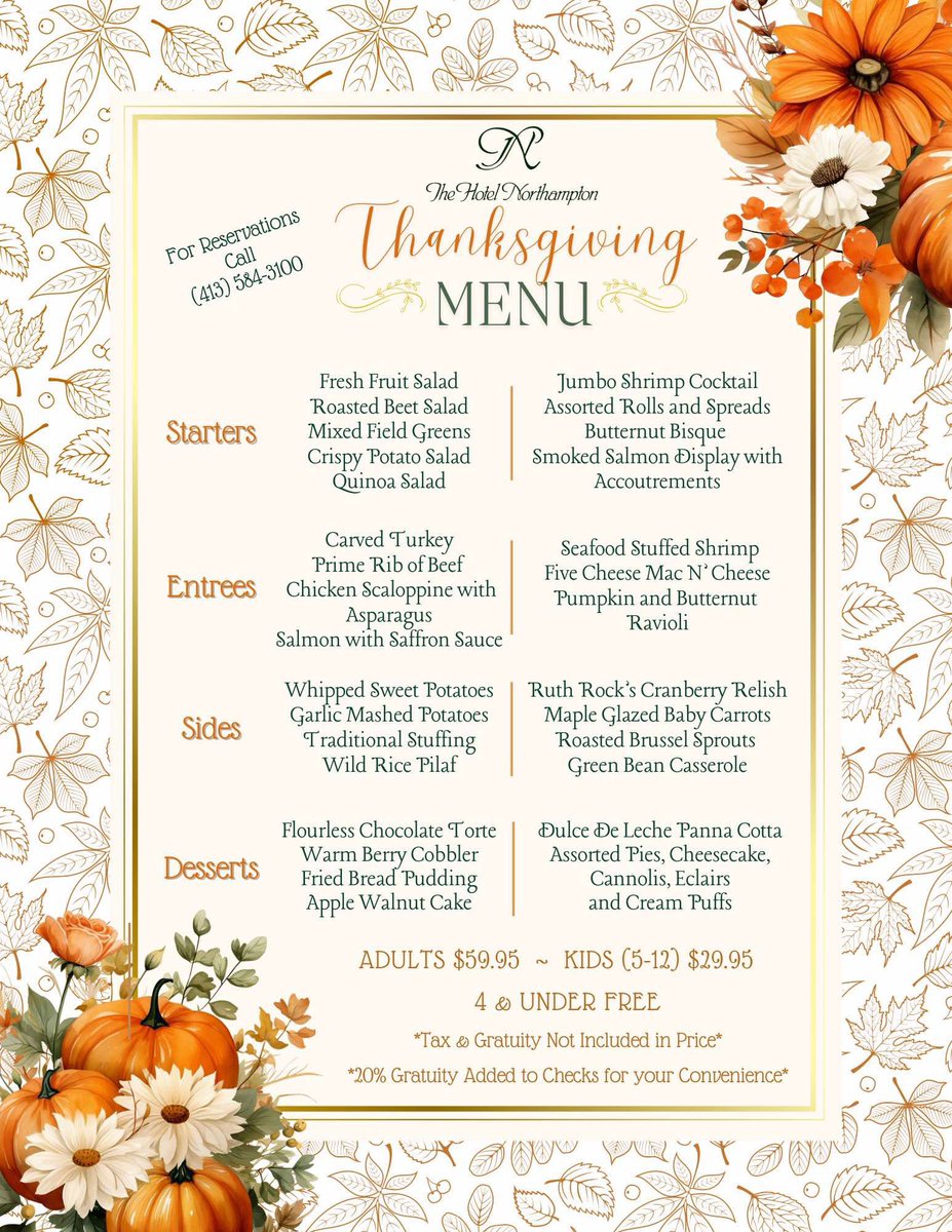 Thanksgiving reservations are open! We look forward to welcoming our guests for a holiday feast!