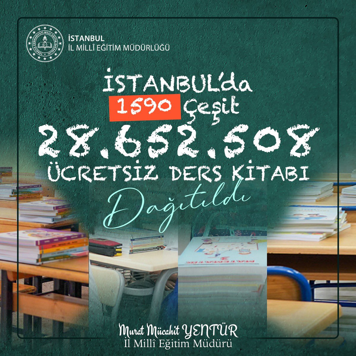 2024-2025 Eğitim Öğretim Yılı'nda, İstanbul'da ilköğretimde 17.483.350, ortaöğretimde 10.660.725 ve özel eğitimde 49.857 olmak üzere toplamda 28.652.508 adet ücretsiz ders kitabını öğrencilerimize ulaştırdık. Tüm çabamız geleceğimizin teminatı öğrencilerimiz için.