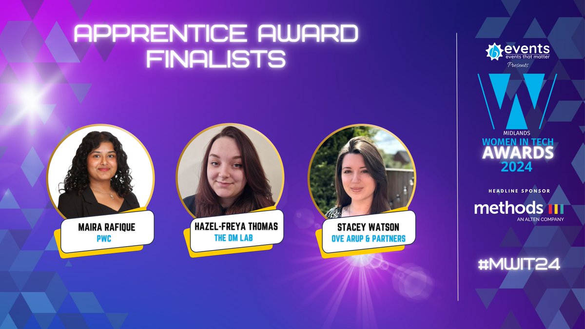 Women In Tech Awards (@witawards) on Twitter photo Best of luck to all our finalists tonight in the #Apprentice category
#MWIT24
Support by <a href="/MethodsDigital/">Methods</a> <a href="/MyBCU/">Birmingham City University</a> <a href="/SCC_UK/">SCC</a> <a href="/NTTDATA/">NTT DATA (Official)</a> <a href="/NTT_DATA_UK/">NTT DATA UK</a> @beventspresents Best of luck to all our finalists tonight in the #Apprentice category
#MWIT24
Support by <a href="/MethodsDigital/">Methods</a> <a href="/MyBCU/">Birmingham City University</a> <a href="/SCC_UK/">SCC</a> <a href="/NTTDATA/">NTT DATA (Official)</a> <a href="/NTT_DATA_UK/">NTT DATA UK</a> @beventspresents