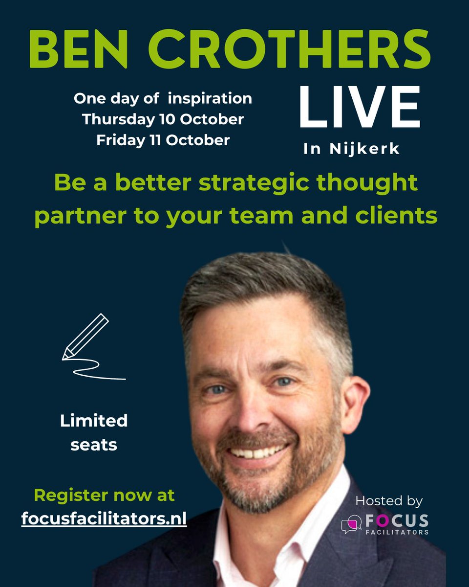 Want to learn about facilitating strategy with markers, paper an smart templates? Learn from our expert <a href="/bencrothers/">Ben Crothers 🫐</a> from Down Under, next week Thursday or  Friday in Nijkerk, NL.  Registration: focusfacilitators.nl.