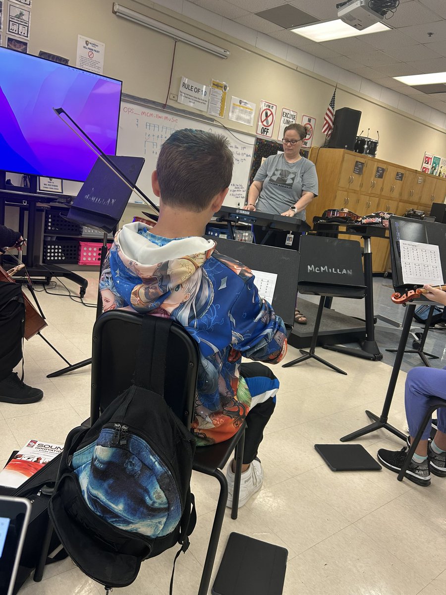 OPS_McMillan's tweet photo. #MonarchProud of 7th grade Xavier who is a stand-up football player and also a fine strings player. He is competitive with game-based music literacy exercises and “dominated the competition” in an observation of @RoseRydberg. So fun to see competition, energy, &amp; learning flow! https://t.co/tcR4yEbsrL