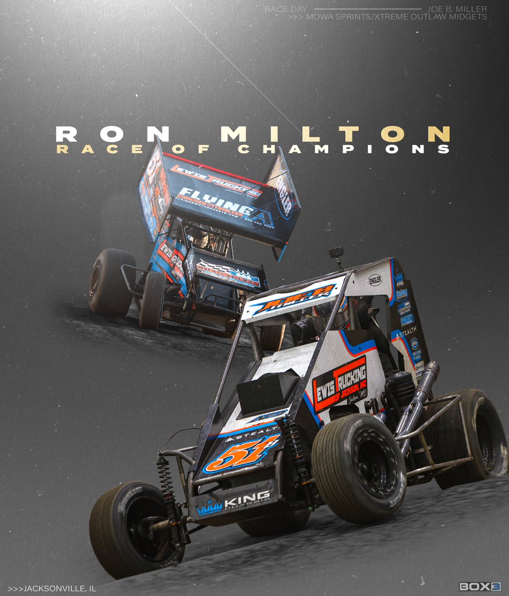 <a href="/JoeBMotorsports/">Joe B. Miller</a> is pulling double duty tonight at <a href="/jaxspeedway/">Jacksonville Speedwa</a>!

🏎️: <a href="/mowasprints/">Midwest Open Wheel</a> | <a href="/Xtreme_Outlaw/">Xtreme Outlaw Midget Series</a> 
⏰: 6:15PM
📺: <a href="/dirtvision/">DIRTVision</a> 
⏱️: <a href="/MyRacePass/">MyRacePass</a> 

📸: TeeJay Crawford | <a href="/JackReitz5/">Jack Reitz</a> 
Lewis Trucking | Flying A Motorsports | <a href="/EnglerMachine/">Engler Machine</a> | Milestone Home Services | <a href="/csishocks/">CSI Shocks</a> |
