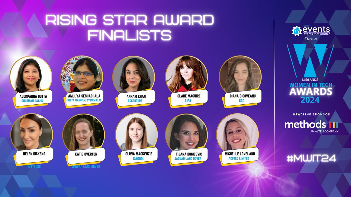 Women In Tech Awards (@witawards) on Twitter photo Best of luck to all our finalists tonight in the #RisingStar category
#MWIT24
Support by <a href="/MethodsDigital/">Methods</a> <a href="/MyBCU/">Birmingham City University</a> <a href="/SCC_UK/">SCC</a> <a href="/NTTDATA/">NTT DATA (Official)</a> <a href="/NTT_DATA_UK/">NTT DATA UK</a> <a href="/be/">pi</a> Best of luck to all our finalists tonight in the #RisingStar category
#MWIT24
Support by <a href="/MethodsDigital/">Methods</a> <a href="/MyBCU/">Birmingham City University</a> <a href="/SCC_UK/">SCC</a> <a href="/NTTDATA/">NTT DATA (Official)</a> <a href="/NTT_DATA_UK/">NTT DATA UK</a> <a href="/be/">pi</a>