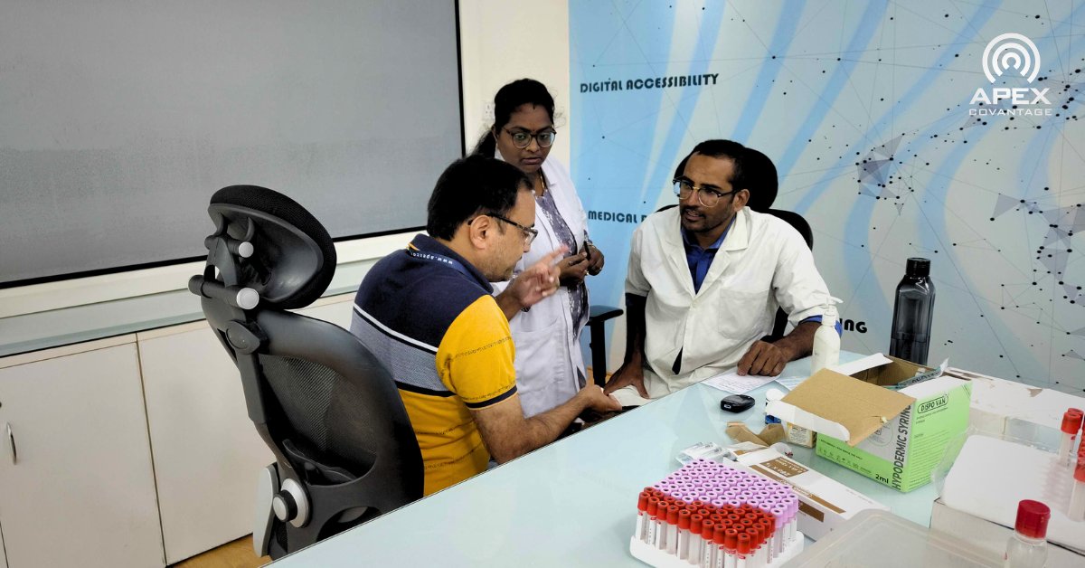 Apex_Content's tweet photo. Health is wealth! #ApexCoVantage Hyderabad hosted a health camp today with body checkups, cancer screenings, dental, eye, and skin care exams. Proud to promote a healthy workplace for our amazing team. #EmployeeWellness #HealthCamp https://t.co/c0gAWEE2E4
