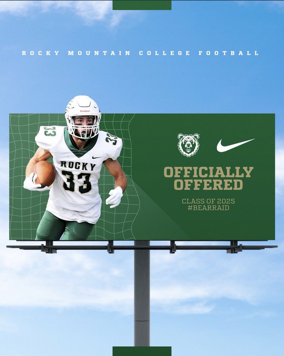 After a great conversation with Coach Stutz I am blessed and excited to announce that I have received an offer to play football at Rocky Mountain College.
<a href="/Rocky_Football/">Rocky Football</a> 
<a href="/Coach_Stutz/">Chris Stutzriem</a>
<a href="/Coach_Dunning/">Joe Dunning</a> 
<a href="/ImCoachO/">Lucas Allen Olson</a>