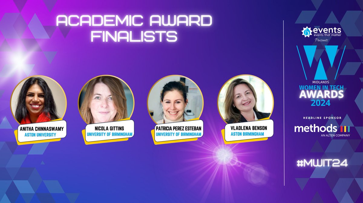 Women In Tech Awards (@witawards) on Twitter photo Best of luck to all our finalists tonight in the #Academic category
#MWIT24
Support by <a href="/MethodsDigital/">Methods</a> <a href="/MyBCU/">Birmingham City University</a> <a href="/SCC_UK/">SCC</a> <a href="/NTTDATA/">NTT DATA (Official)</a> <a href="/NTT_DATA_UK/">NTT DATA UK</a> @beventspresents Best of luck to all our finalists tonight in the #Academic category
#MWIT24
Support by <a href="/MethodsDigital/">Methods</a> <a href="/MyBCU/">Birmingham City University</a> <a href="/SCC_UK/">SCC</a> <a href="/NTTDATA/">NTT DATA (Official)</a> <a href="/NTT_DATA_UK/">NTT DATA UK</a> @beventspresents