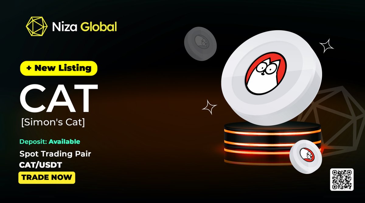 "📢 We are thrilled to announce that Simon's Cat (CAT) has officially been listed on Niza Global! 
🚀 Start trading now and be a part of this exciting new journey. 

✔️ Spot trading pair: CAT/USDT
✔️ Deposit: Available 
✔️ Trade Now

🔥 Niza Exchange - Secure trading, seamless