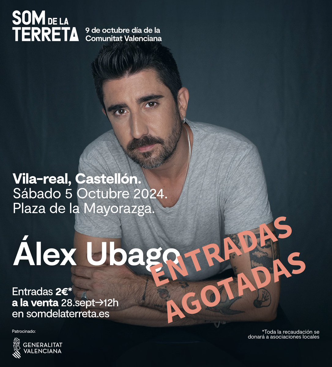 AlexUbagoficial's tweet photo. ¡Mañana nos vemos en @somdelaterreta!
Las entradas ya están agotadas. 
Muchas gracias, familia 🙏🏼 https://t.co/KiqIGGHeC1