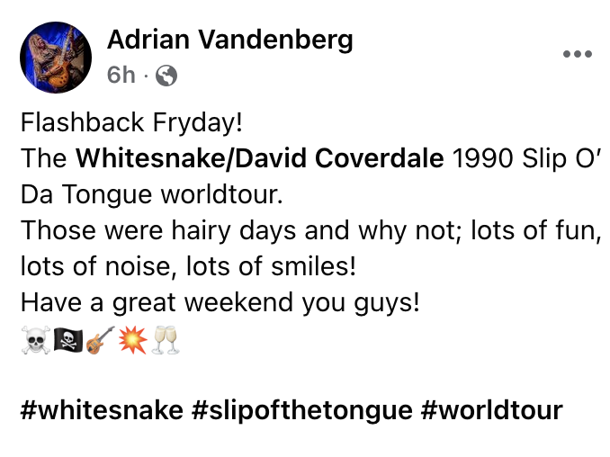 moonkings_fanpg's tweet photo. Happy Friday, amigos! #messagetoday #AdrianVandenberg @Adriandenberg @Whitesnake https://t.co/1yMIFRv3Nc