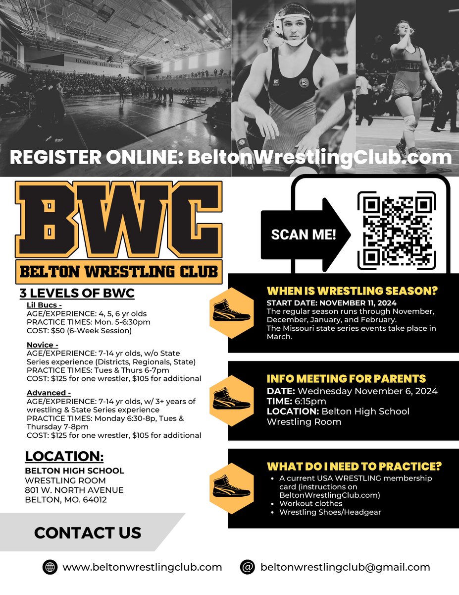Belton Wrestling Club (Youth) will be starting back up in November. Register online/find more info on BeltonWrestlingClub.com