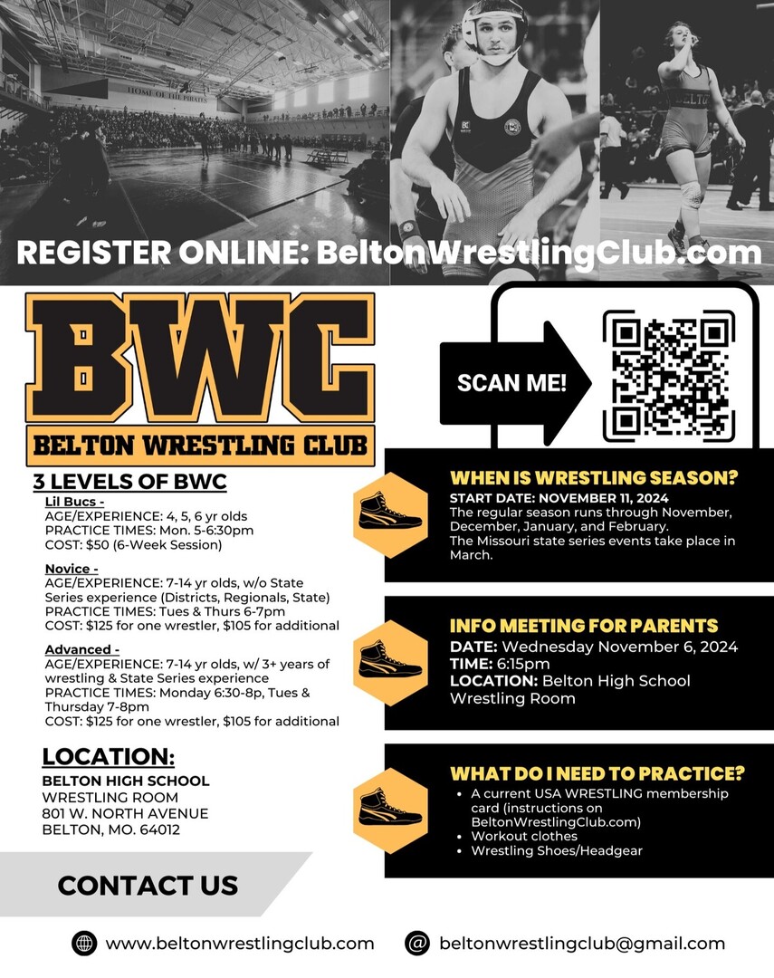 Belton Wrestling Club (Youth) will be starting back up in November. Register online/find more info on BeltonWrestlingClub.com instagr.am/p/DAtCVz4O8-e/