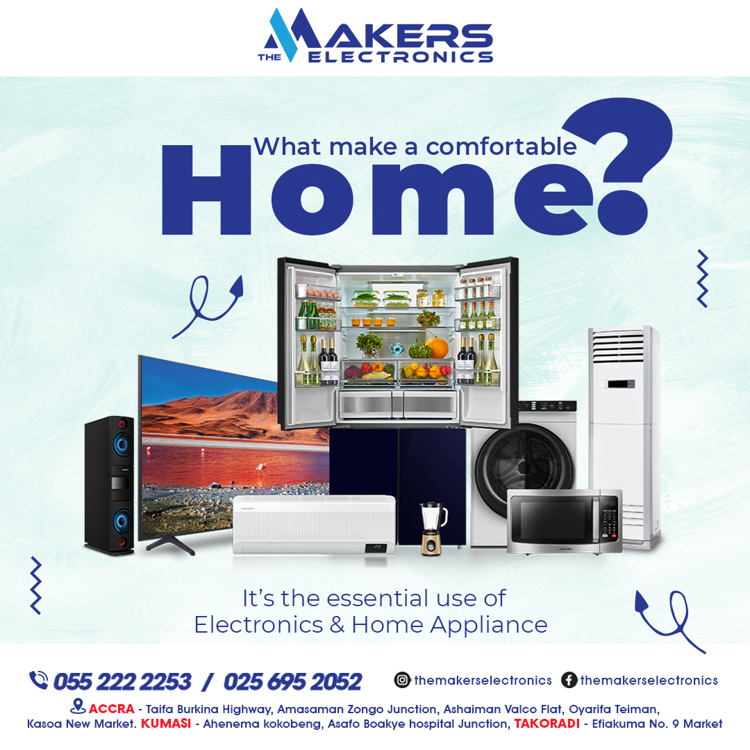 The Makers Electronics Company Limited (@themakersgh) on Twitter photo Make your home more comfortable and enjoyable with the help of Makers Electronics! 💡 Our knowledgeable staff is ready to assist you in finding the perfect products for your space. Visit us today! #homeimprovement #customercare #shoppinglocal #Accra #Kumasi #Takoradi Make your home more comfortable and enjoyable with the help of Makers Electronics! 💡 Our knowledgeable staff is ready to assist you in finding the perfect products for your space. Visit us today! #homeimprovement #customercare #shoppinglocal #Accra #Kumasi #Takoradi