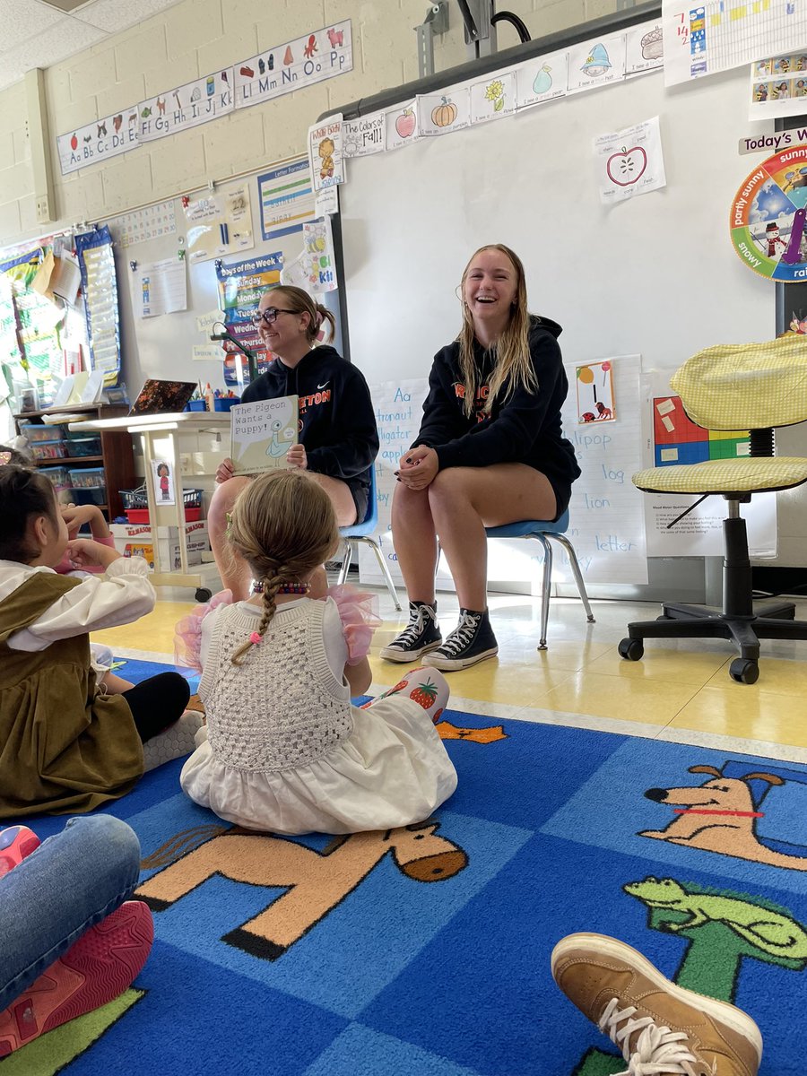 We loved Reading with the Princeton Tigers here today at Riverside!!!!!! Our readers are members of the softball team 🧡