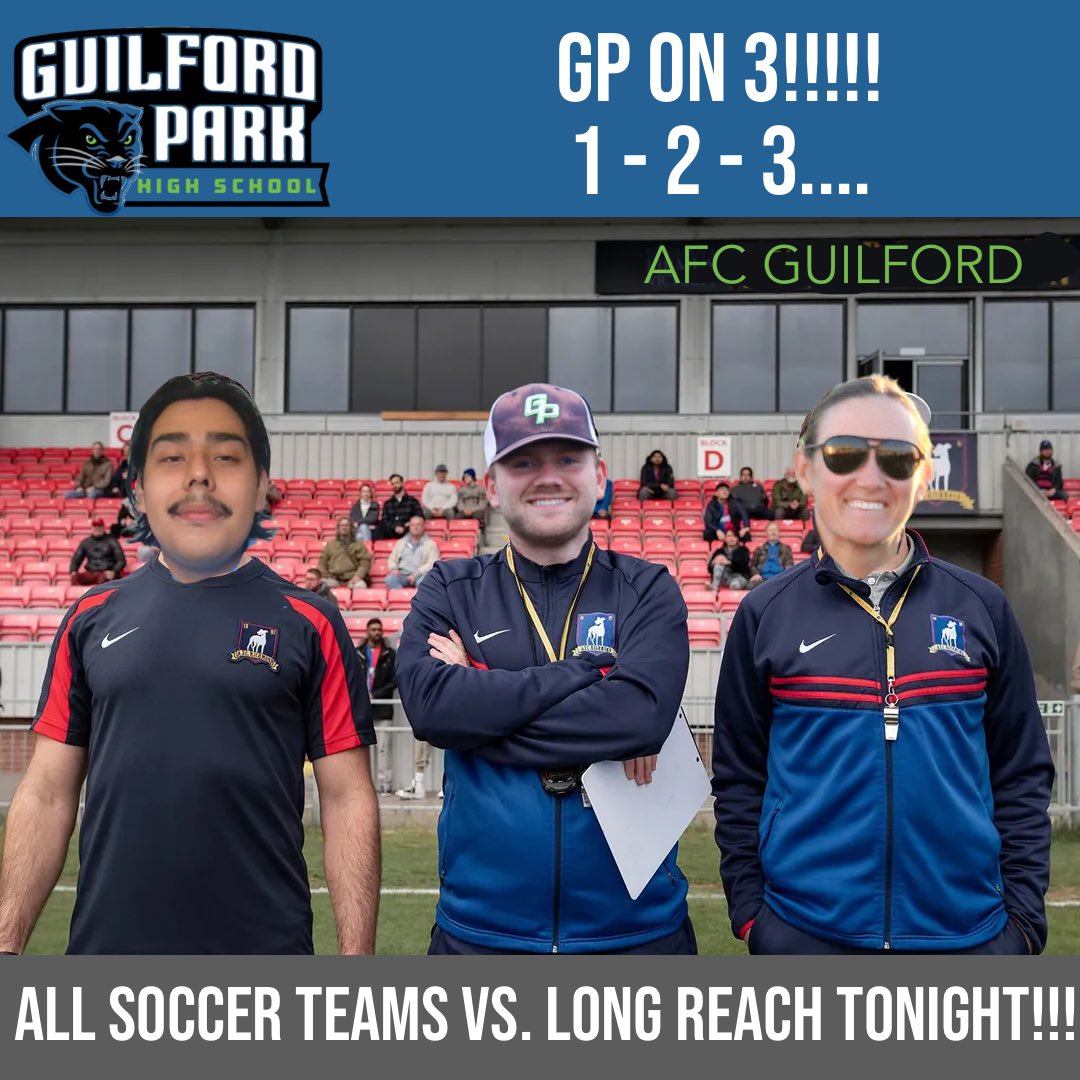 Let’s go GP!   Full set of matches tonight at Guilford Park and Long Reach!  <a href="/GPHS_BoysSoccer/">Guilford Park BSoccer</a>  <a href="/GPHSPanthers/">Guilford Park HS Athletics</a>  @GPWSoccer
