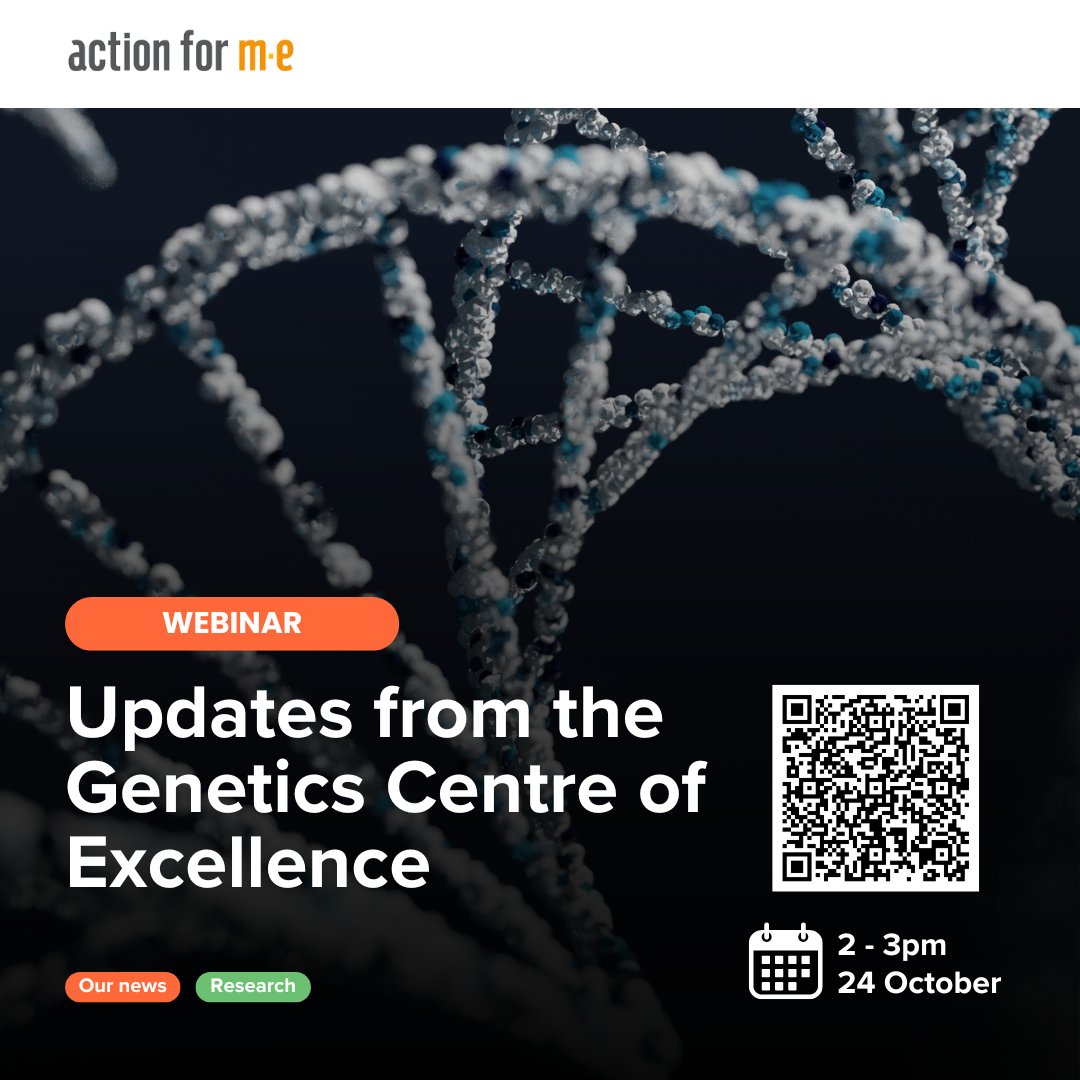 actionforme's tweet photo. 1/2

🔬 Webinar: Updates from the Genetics Centre of Excellence (GCoE)

📆24 October

⏰2 – 3pm

The webinar is free to attend - full details &amp; registration on our website 👇

https://t.co/Az0rbpjIJZ

Slides &amp; recordings will be shared after!

#pwME #MECFS #MyalgicE #MEResearch https://t.co/PNyLw6VkoA