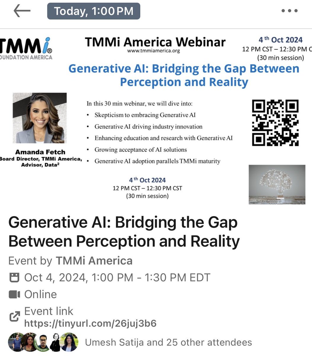 Dr. Amanda Fetch (@manda_analytics) on Twitter photo Join the discussion today at 1pm EST! <a href="/TMMiFoundation/">TMMi Foundation</a> #tmmi #ai #genai eventbrite.com/e/generative-a… Join the discussion today at 1pm EST! <a href="/TMMiFoundation/">TMMi Foundation</a> #tmmi #ai #genai eventbrite.com/e/generative-a…