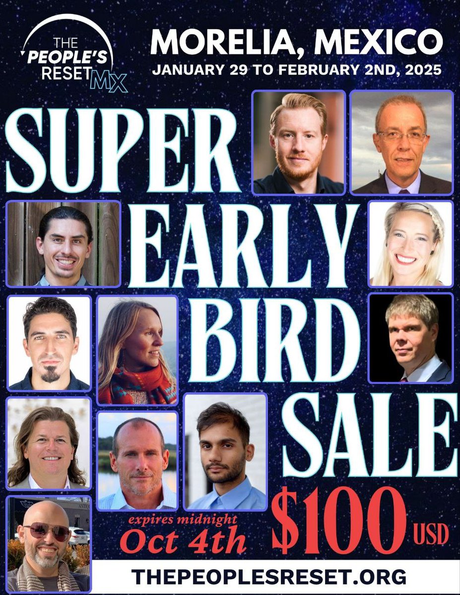 Today is the FINAL Day to Purchase Tickets to The People's Reset: Mexico for only $100 USD! 

Join us from January 29th to February 2nd for 5 Full Days of Activation! 

Buy your tickets for only $100 USD with coupon "vivamexico"! 

Offer ends at Midnight US Central!