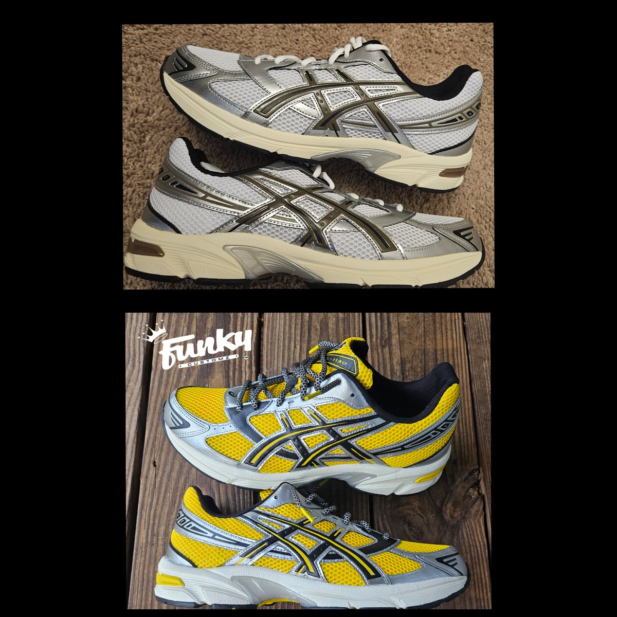 FUNKY1byNature's tweet image. Last pair of custom Asics by me.... IG: Funky_Customz... Tweety yellow Asics Gel 1130 😎 #asicsgel1130  #Asics #MakeItFunky  #FunkyCustomz  #FunkyFridays