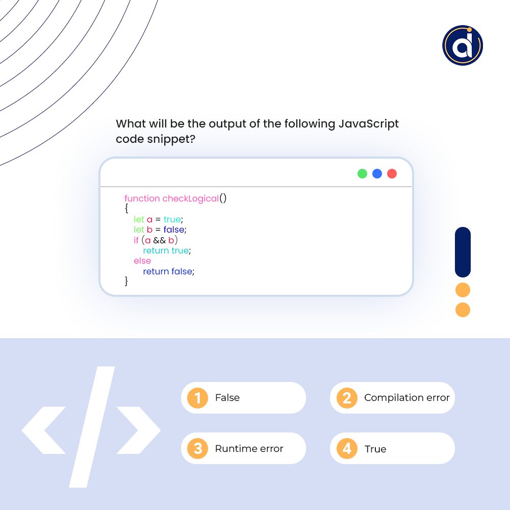 datics_ai's tweet image. Can you complete this Java Coding Quiz? 🤔🚀

Comment your answers below! 👇

#CodingQuiz #javascript  #testyourskills #daticsai #lifeatdatics #techchallenges #programming

[ CodingQuiz, JavaScript, testyourskills, daticsai, lifeatdatics, Code, Challenge ]