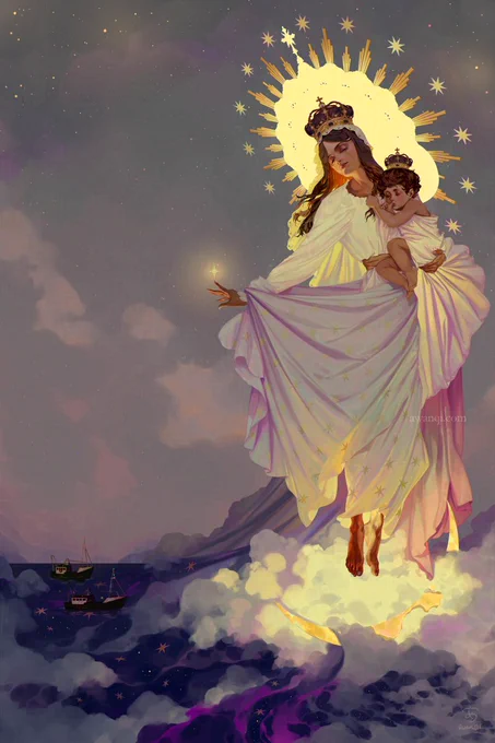 "Stella Maris", my latest Marian piece!Sketches and other bonus content are available on Patreon #art #illustration 