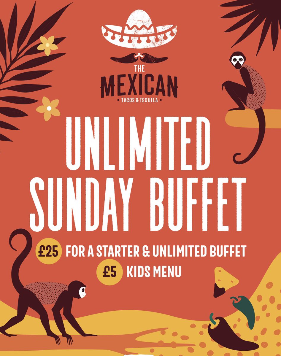 🇲🇽 UNLIMITED MEXICAN SUNDAY BUFFET 🇲🇽 join us every Sunday in October for our fabulous Sunday Buffet. £25 for a starter and unlimited visits to the buffet. Kids eat for £5. Book now online at themex.uk/the-mexican-su… 😘 #ware #hertford