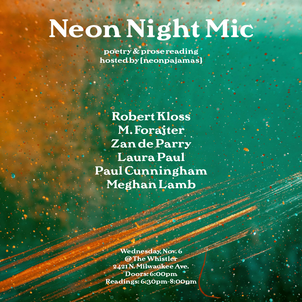 Ben Niespodziany ☁️🐋 (@neonpajamas) on Twitter photo Next month's reading! Come join us! Poetry & prose. So hype for this stacked lineup
<a href="/RobertKloss/">Robert Kloss</a> / @saint_remus / <a href="/laura_n_paul/">Laura Paul</a> / <a href="/p_cunning/">Paul Cunningham @p-cunning.bsky.social</a> / <a href="/LambMeghan91228/">Meghan Lamb</a> Next month's reading! Come join us! Poetry & prose. So hype for this stacked lineup
<a href="/RobertKloss/">Robert Kloss</a> / @saint_remus / <a href="/laura_n_paul/">Laura Paul</a> / <a href="/p_cunning/">Paul Cunningham @p-cunning.bsky.social</a> / <a href="/LambMeghan91228/">Meghan Lamb</a>