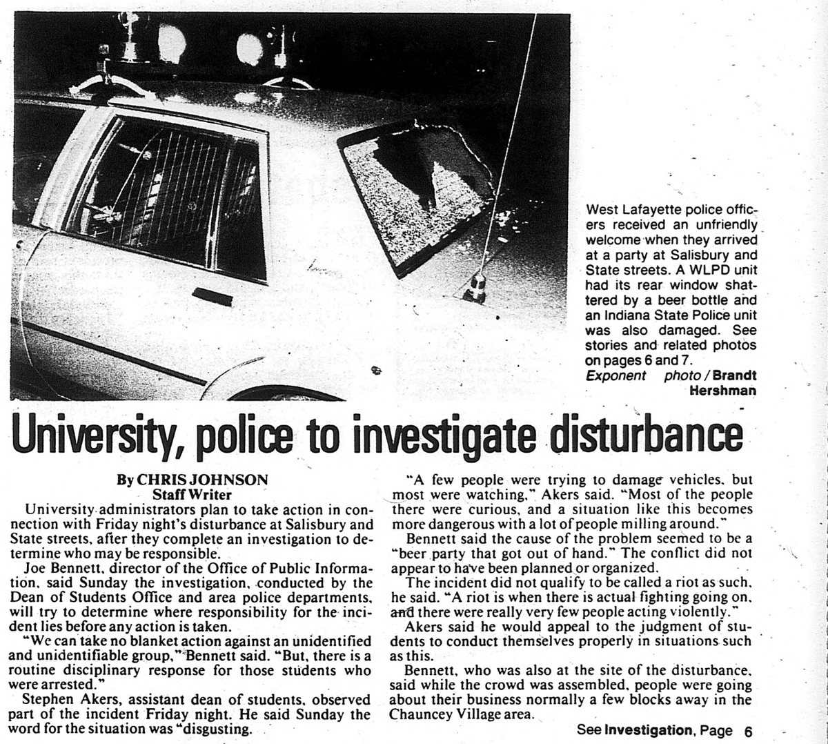 TomDienhart1's tweet photo. Who recalls the Purdue "riot" in October 1984 across from Triple XXX at Salisbury and State Streets? Forty years ago! https://t.co/gj22dZcVxg