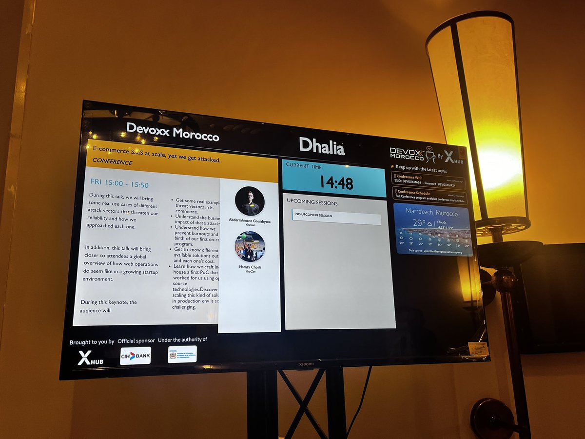 Goulahyanea's tweet photo. Join us at Dhalia room in 10min to learn about our journey securing saas ecommerce at scale.
#devoxxma #devoxxma24 https://t.co/yaKWkL2jSy