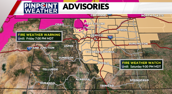 Red Flag Warning for today for the northern mountains, a Fire Weather Watch for the metro tomorrow 🔥🔥 Record breaking heat + breezy conditions in store for us to kick off the weekend, join us all morning on <a href="/KDVR/">FOX31 Denver KDVR</a> with <a href="/KirkYuhnke/">Rhymes with funky</a> <a href="/AndreaKDVR/">Andrea Henderson</a> + <a href="/DrewEngelbart/">Drew Engelbart</a> #COwx