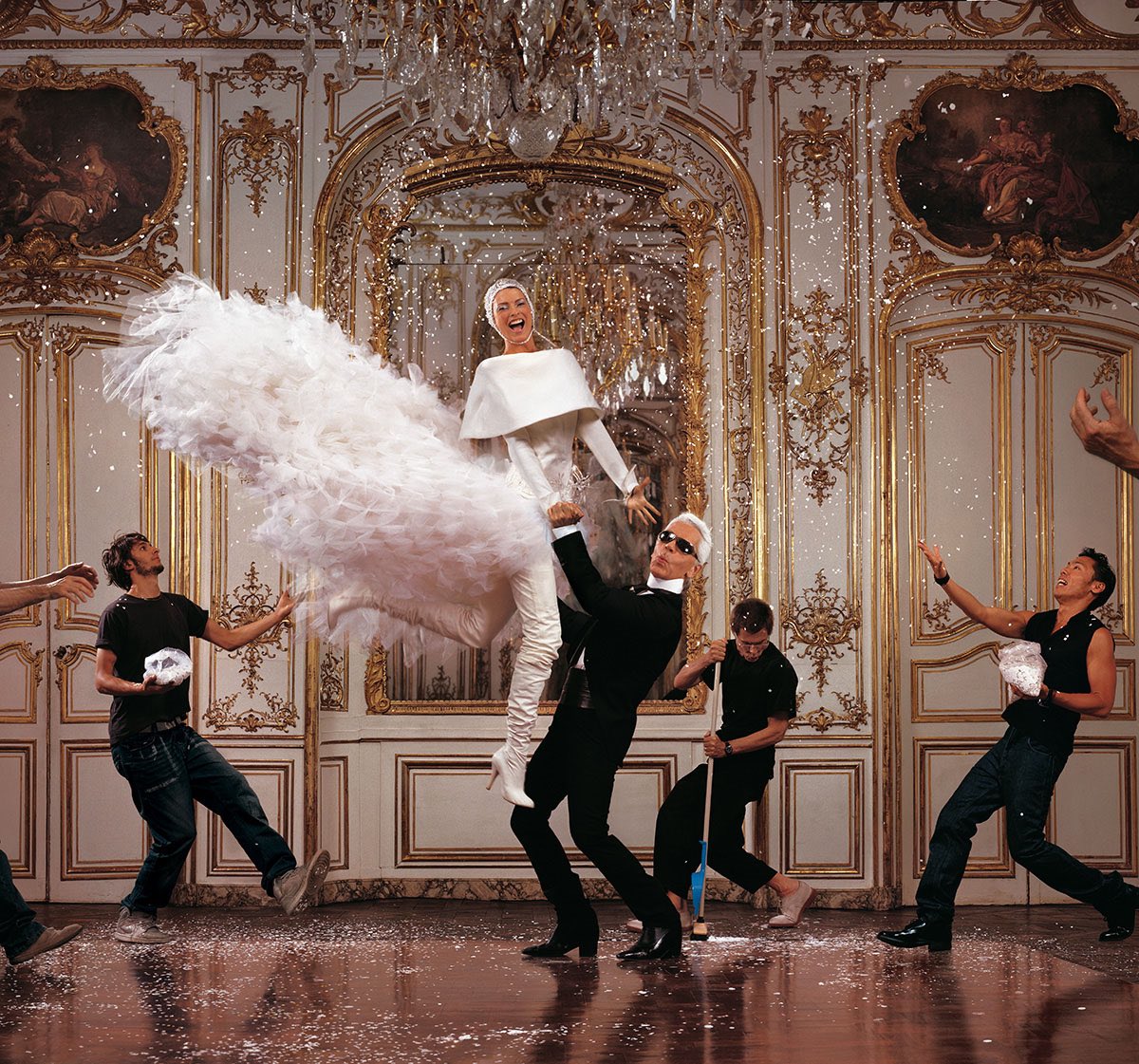 ✨Linda Evangelista✨ with John Galliano, Karl Lagerfeld