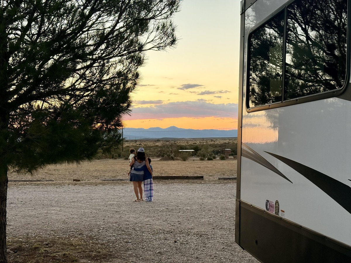 🌄💖 Sunset Bliss in Big Bend National Park! 🚐✨ These are the moments that make our family adventures unforgettable. Cheers to more magical evenings together! 🌟🏞️ 

#BigBend #FamilyTime #RVAdventures #SunsetViews #FamilyFun #EmbraceTheJourney #ETJ #TheVegaFamily