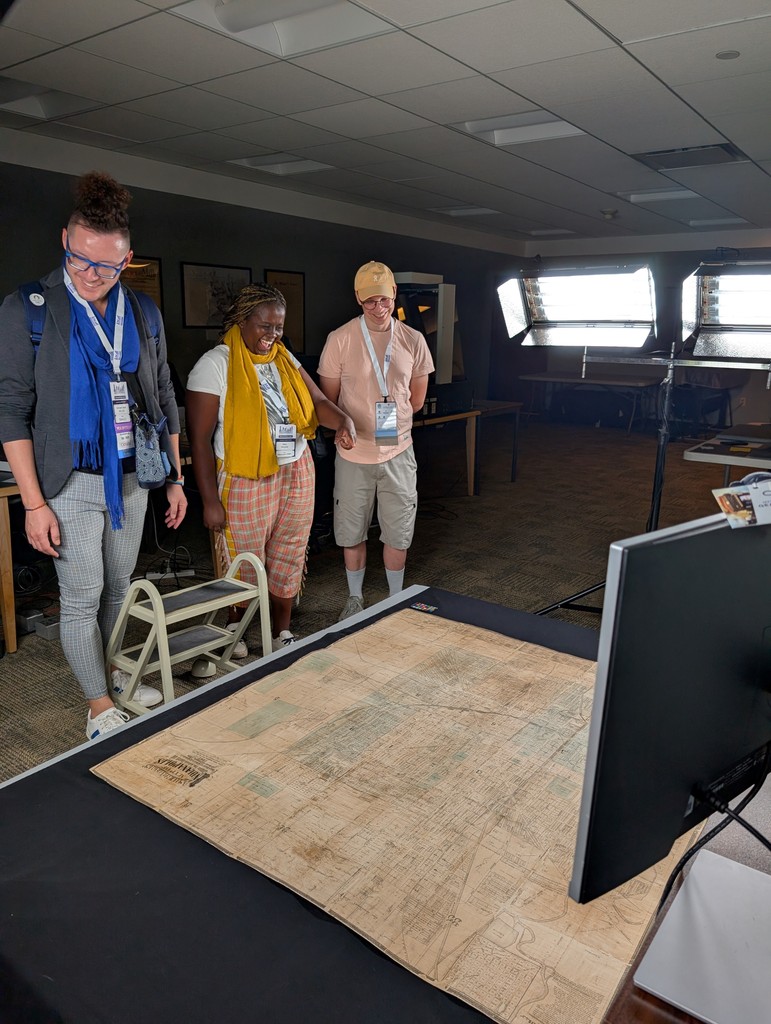 state_library's tweet photo. Wikimedians toured the State Library and stopped to discuss an 1867 map of Indianapolis. This Asher and Adams map of Indianapolis has been washed, repaired and digitized. It will be put up online for all to examine in the coming weeks. https://t.co/ZMguocylOy #WikiConferenceNA https://t.co/ICyNaTit90