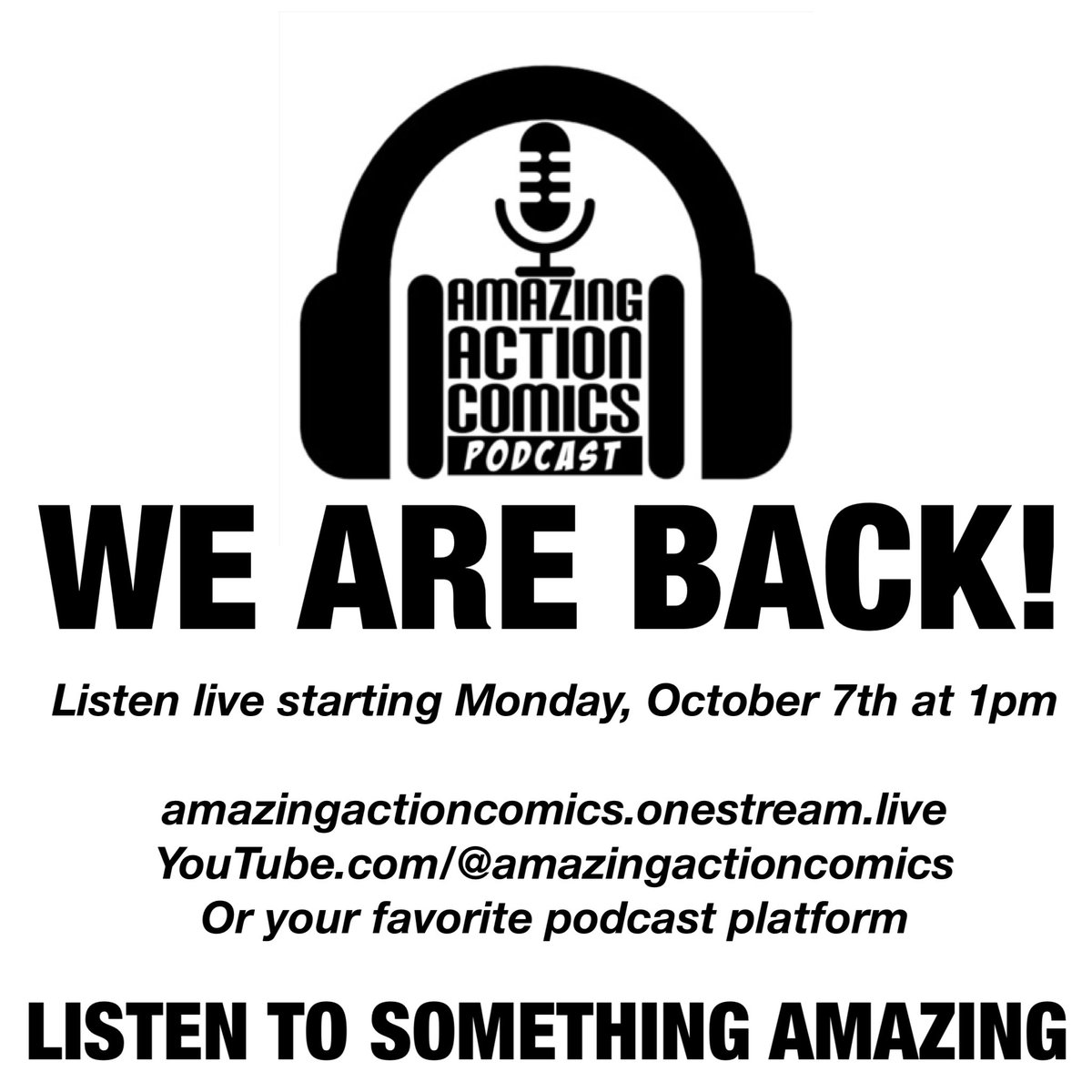 Join John and Angel this Monday, October 7th for a new episode of the Amazing Action Comic Podcast. A podcast dedicated to all things independent, small press, and creator owned. #podcast  #amazingactioncomics  #comics #indiecomics #independentcomics #readsomethingamazing