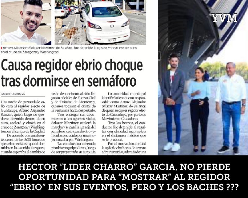 Oye <a href="/HectorGarciaNL/">Héctor García García</a> está bien de la verga que andes presumiendo al regidor borracho que intentó huir de la autoridad antes y después de chocar 

Vas a cargar con esto todo el trienio