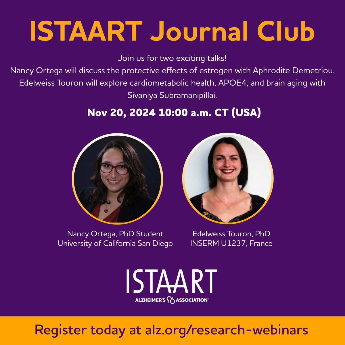 Hey SciTwitter!!
Join our ISTAART Journal Club on Nov 20! #ADSexGenderPIA
