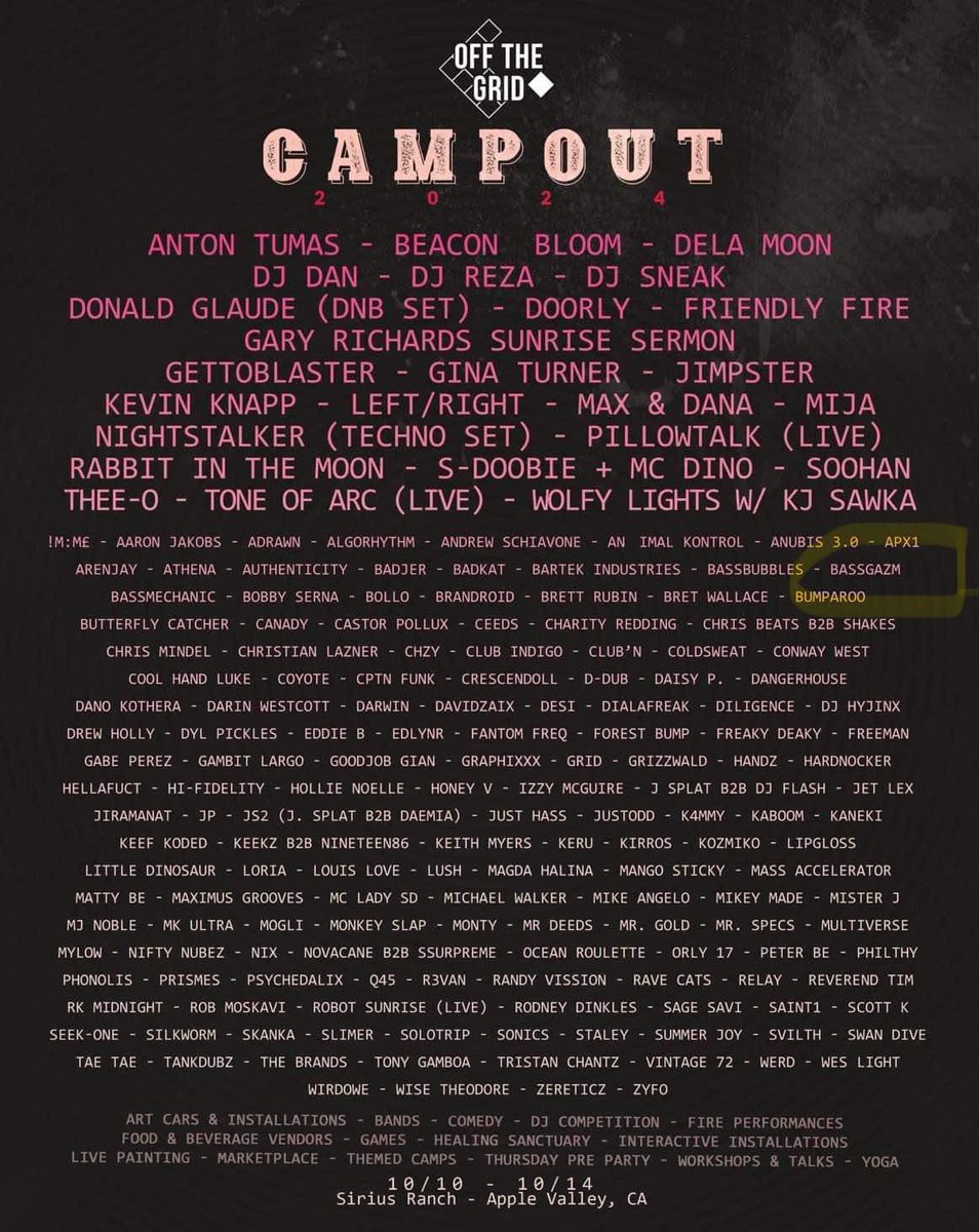 I’m playing Off The Grid next weekend
Cruise out and vibe in the desert with us