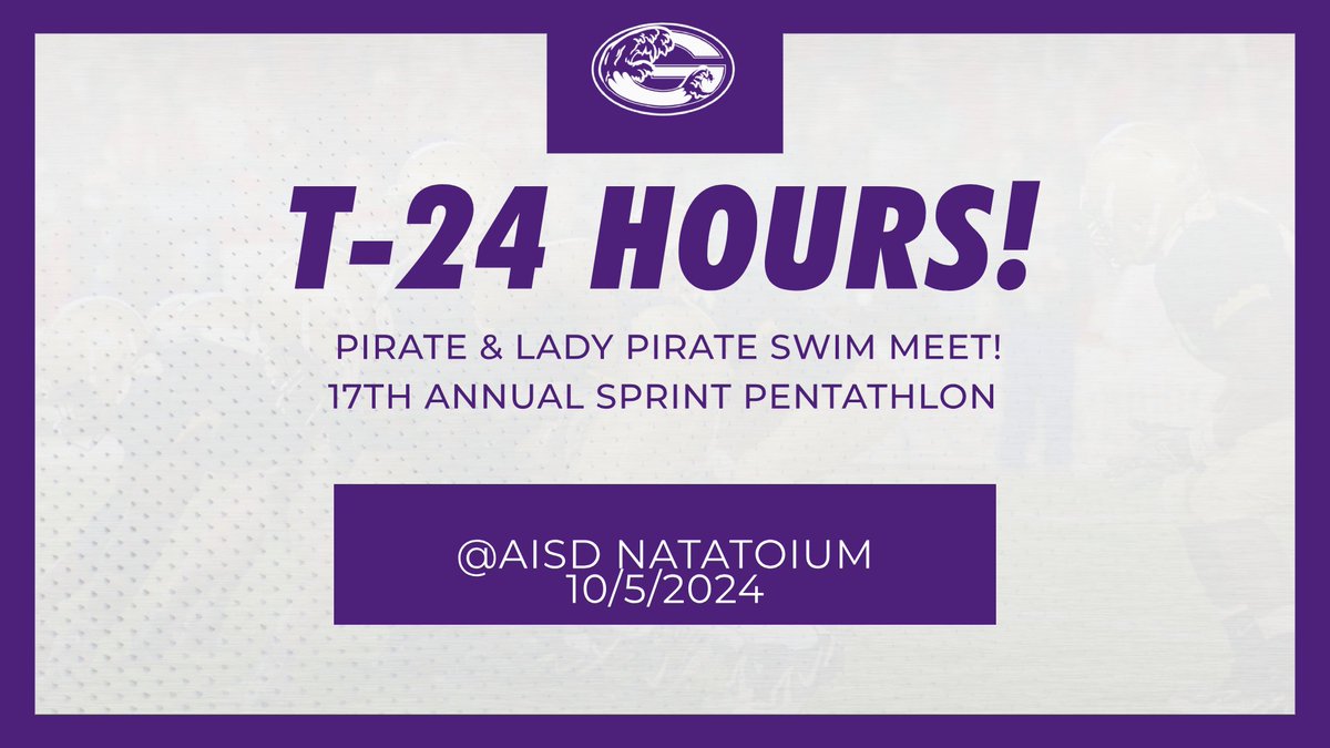 Raise the Black Flag Pirate Nation!

Your Pirate and Lady Pirate Swim Team has a meet tomorrow!

#PirateNation
#GoldInTheWater
#PurpleWave