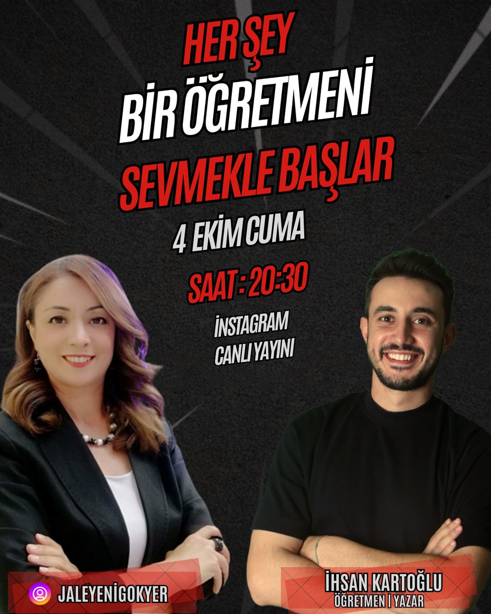 Sevgili dostlar hepinize şahane bir gün diliyorum.Bu akşam harika,idealist  bir öğretmeni konuk alıyorum. Bu keyifli sohbetimize eşlik etmek, eğitime - öğretime inancını tazelemek istersen seni de bekleriz.

<a href="/ikartoglu/">İhsan Kartoğlu</a>